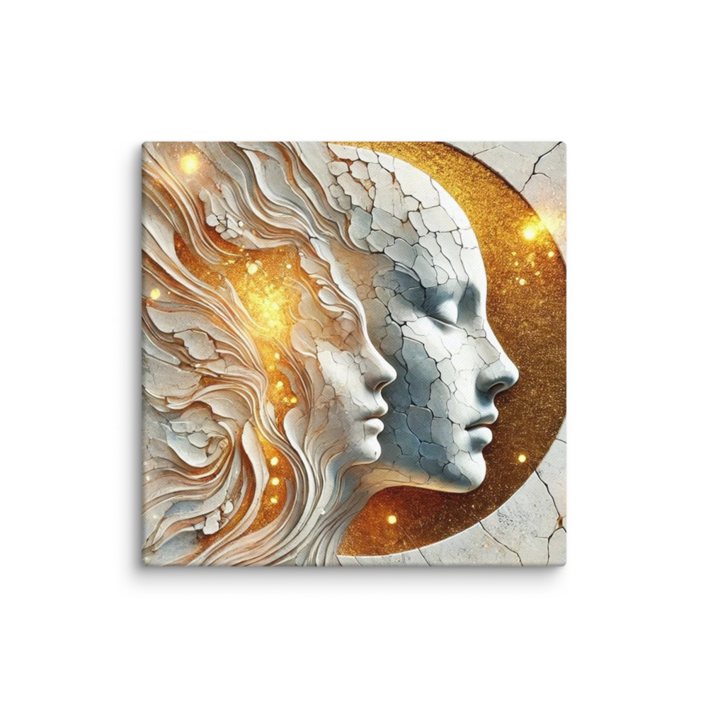 Golden Moon Faces Canvas 16×16