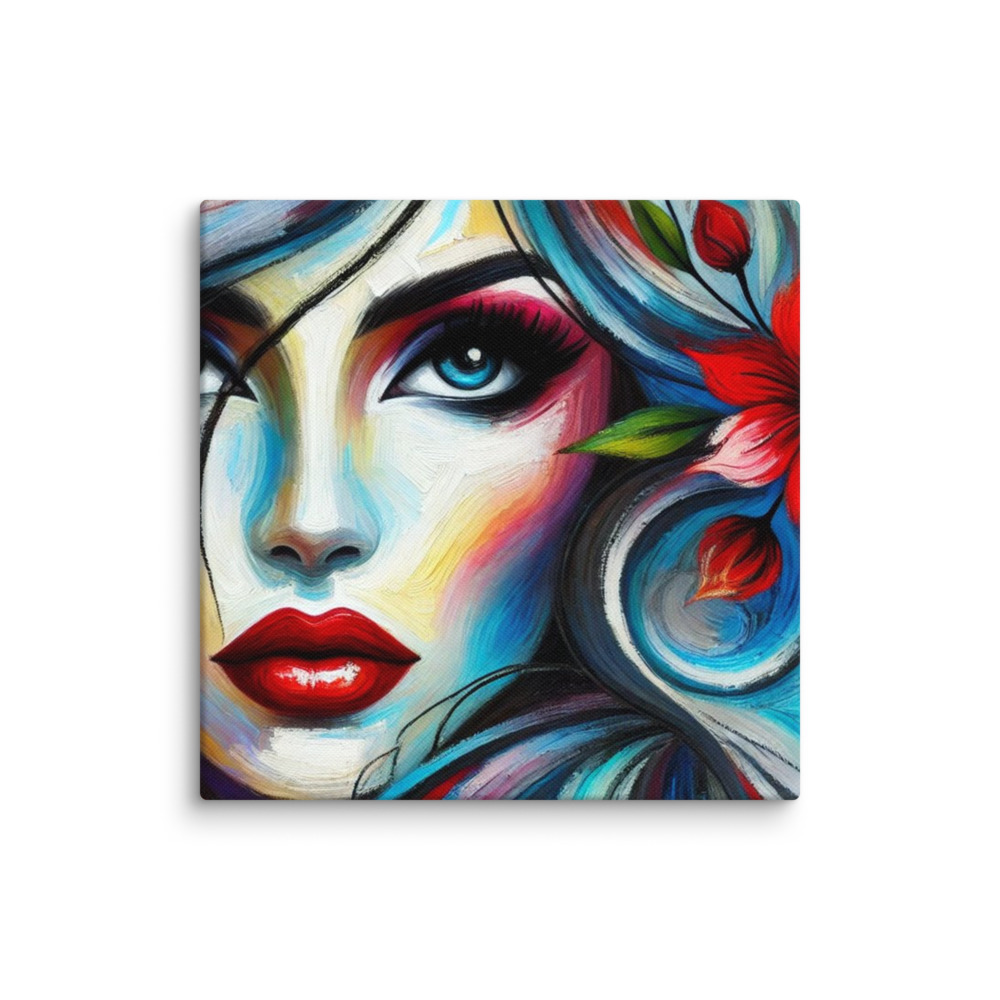 Red Bloom Muse Canvas 16×16