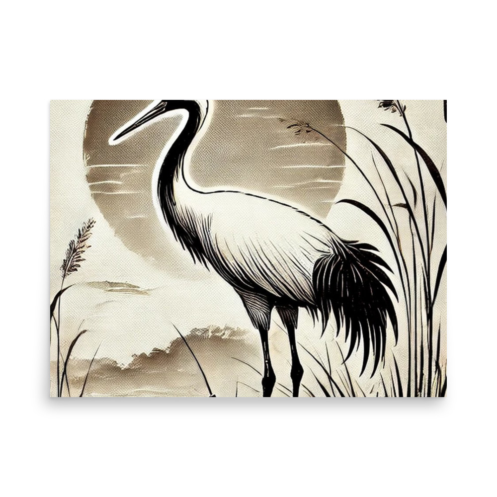 Crane Moon Art Print 18×24