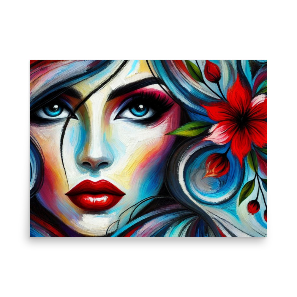 Red Bloom Muse Art Print 18×24