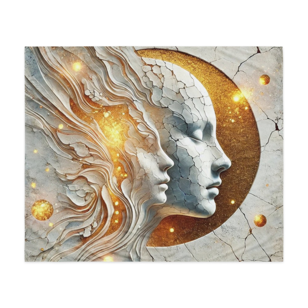 Golden Moon Faces Wall Tapestry 50×60